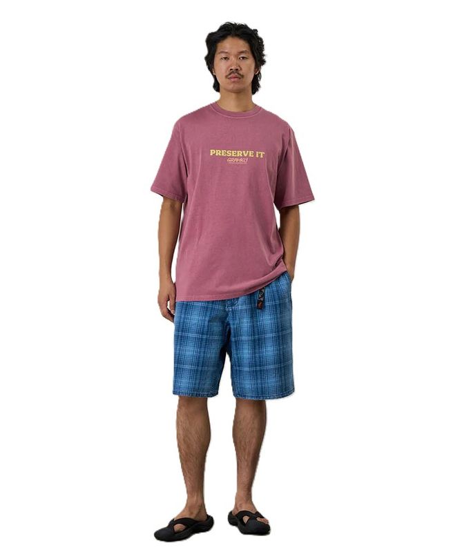 Footprints Tee Pigment Dyed Red Pigment